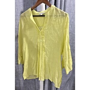 Counterparts Womens Large Yellow Lagenlook Relaxed Top Mature Beach Boho Resort